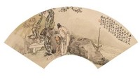 钱慧安 1895年作 人物 扇面镜心